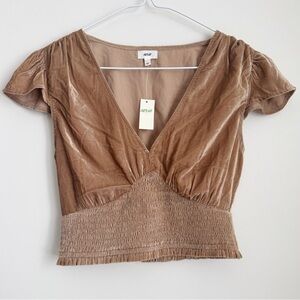 AERIE | Velour Crop Blouse